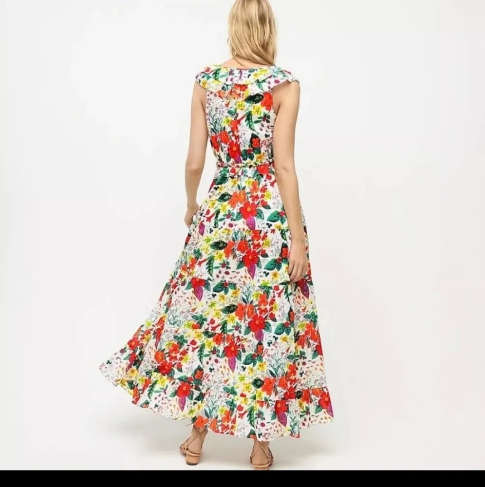 NWT J.Crew Ruffle-front Maxi in Ratti Island Botanical Print Cotton Dress 0 - Image 3