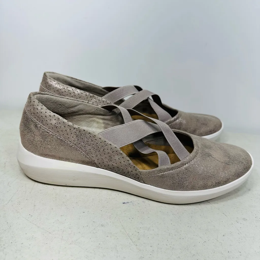 Clarks Womens Sz 12 Kayleigh Cove Metallic Taupe Slip On Shoes Gray - Image 2