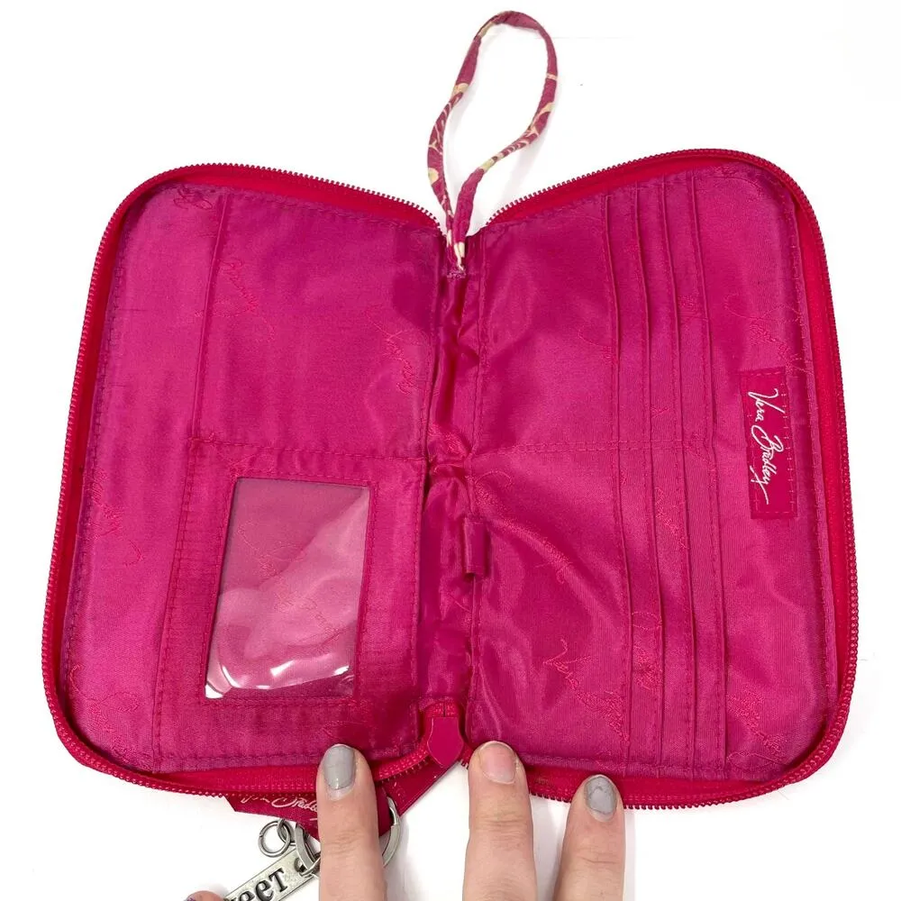 VERA BRADLEY Women's Pink Twirly Birds Pattern Clutch Zip Around Quilted Wallet - Image 2