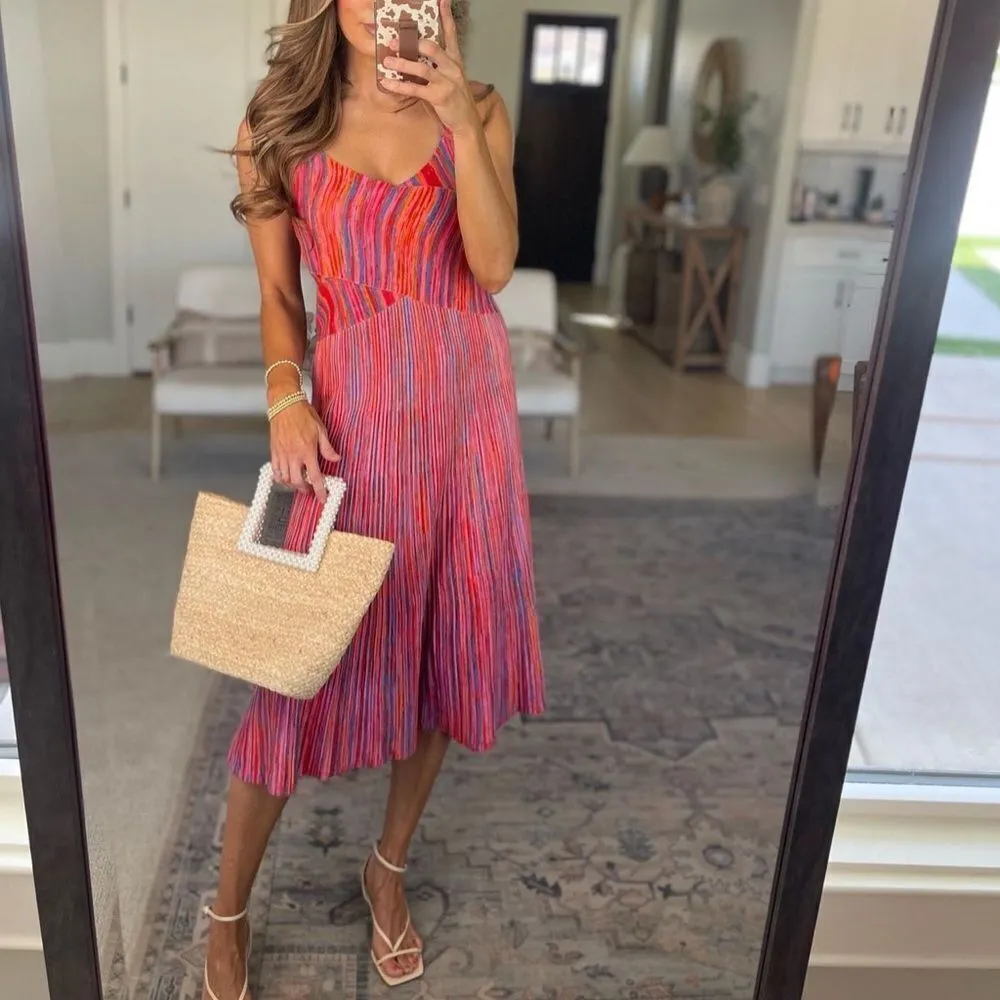 Scoop NYC Micro Stripe Midi Dress Pink Size L - Image 7