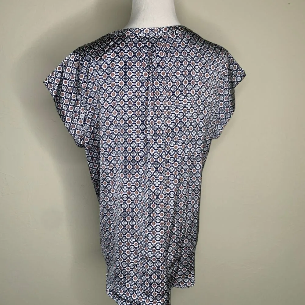 Liz Claiborne Petite Blue Rust Geometric Design Sz P XL - Image 3