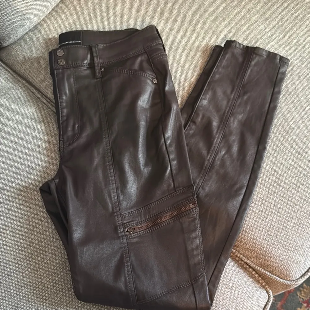 White House Black Market Brown Leather Pants - Image 4