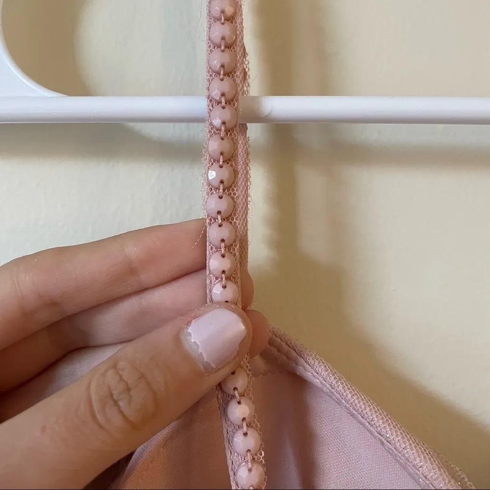 Hailey Logan by Adrianna Papell Blush Pink High Low Cutoit V-Neck Straps Gown - Image 6