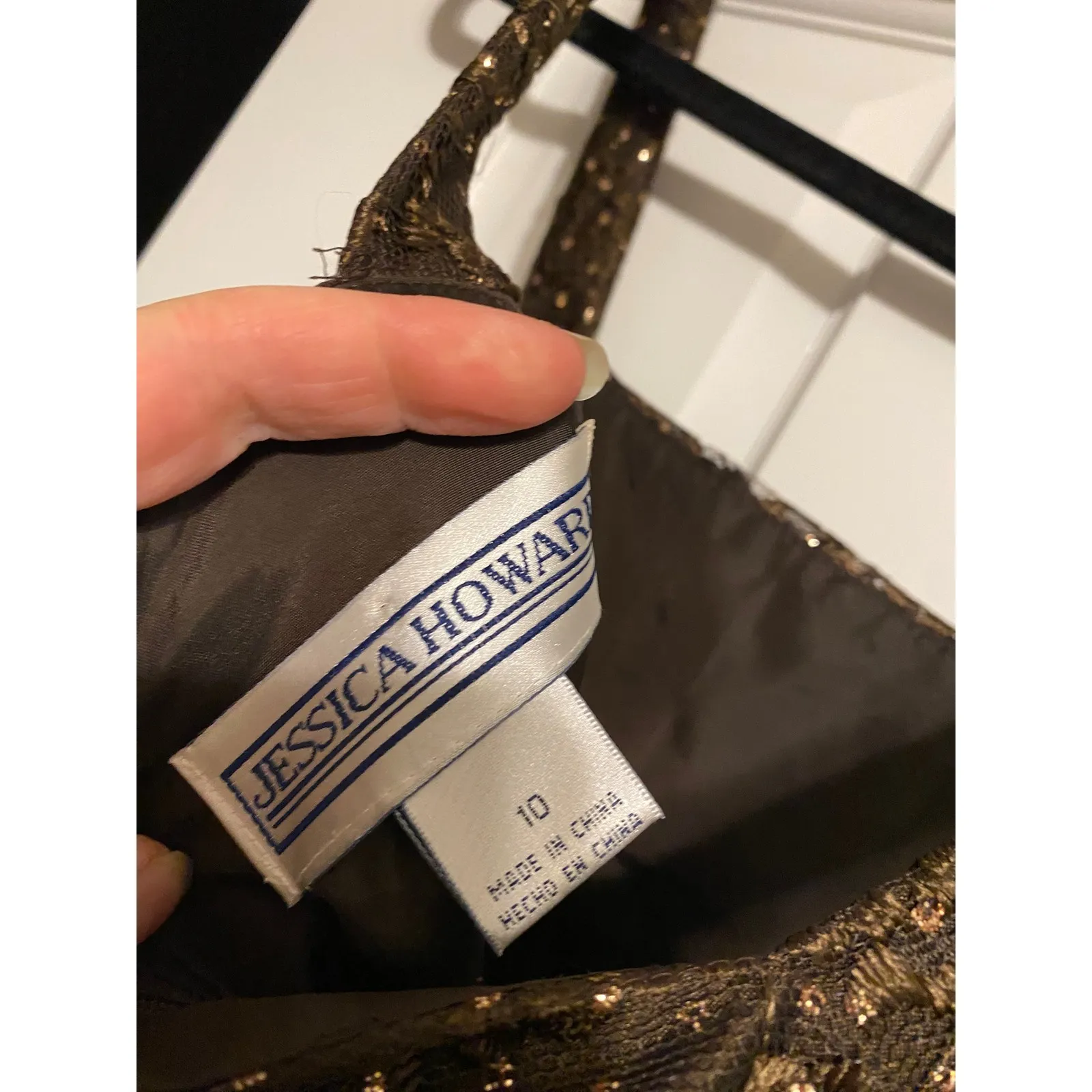 Vintage 1990s Lace Satin Brown Formal Evening Gown Dress 10 Femme Formal Y2K L - Image 5