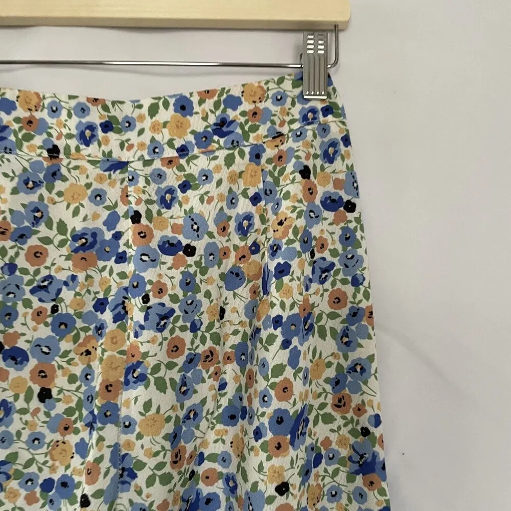 Princess Polly Blue & Orange Retro Floral Print High-Waisted Pants Size 4 stunni - Image 9