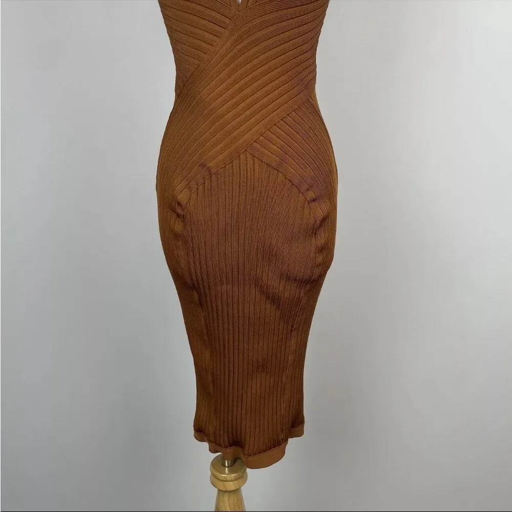 House of CB Vivienne Toffee Brown Bandage Sleeveless MIDI Bodycon Dress XS - Image 7