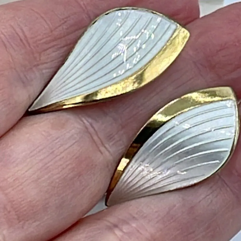 Vintage Norwegian Albert Scharning gold vermeil Guilloche’ earrings - Image 5