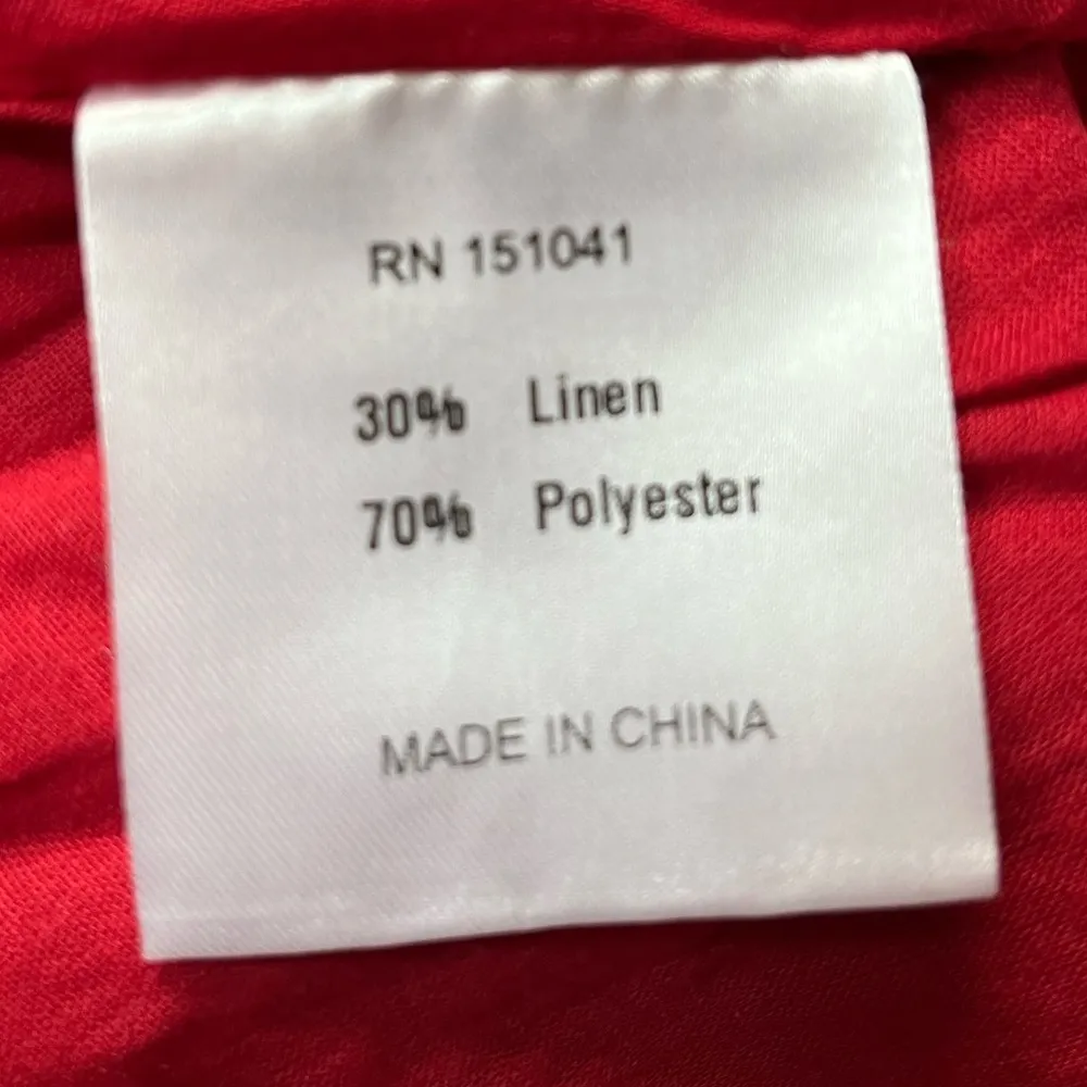 o.p.t. Kourtney Linen Blend Midi Dress Burgundy Red Size 8 - Image 6