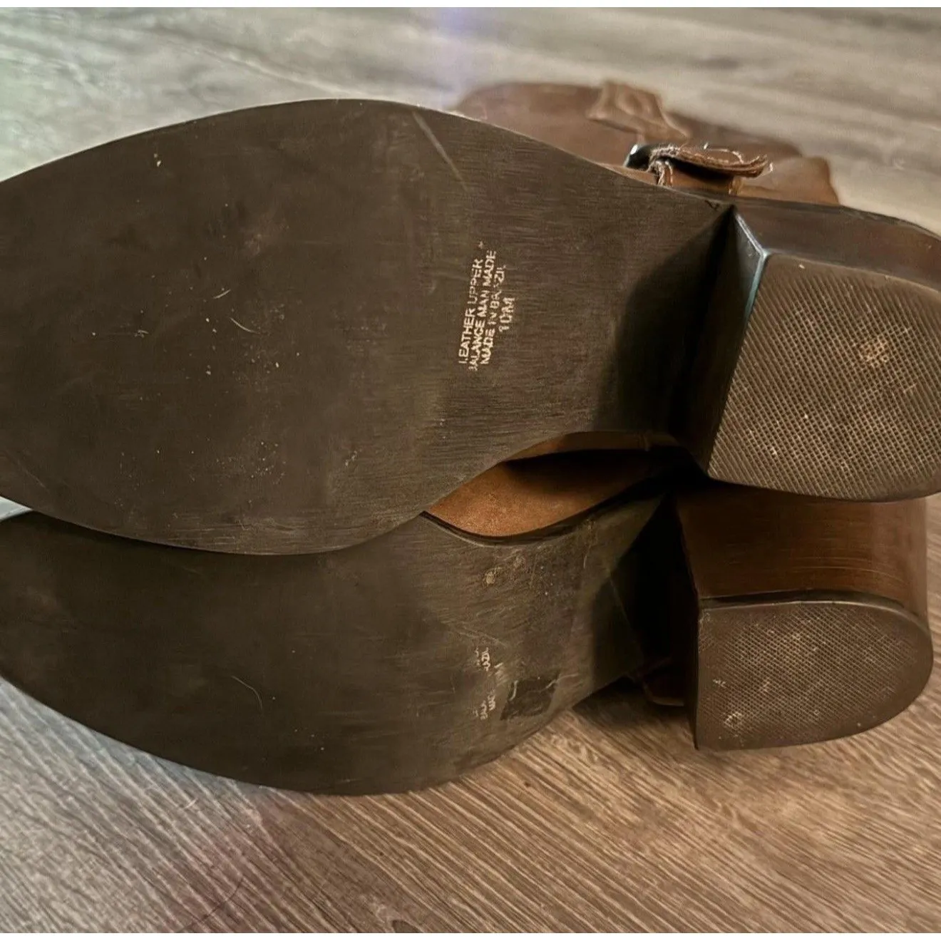 Vintage Cowboy Boots Distressed Brown Leather Buckles Knee High Heel Woman's  10 - Image 7