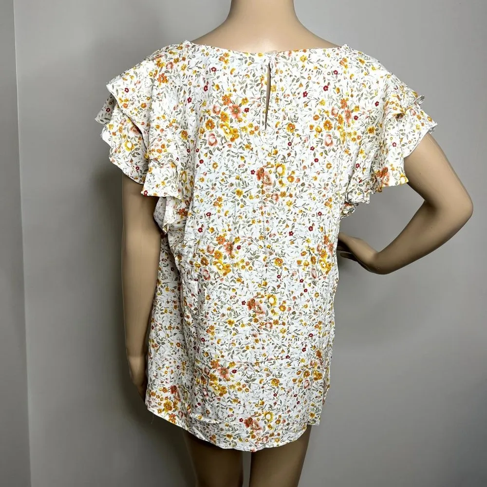 Cynthia Rowley Floral Patterned Short Sleeve Top - Image 3