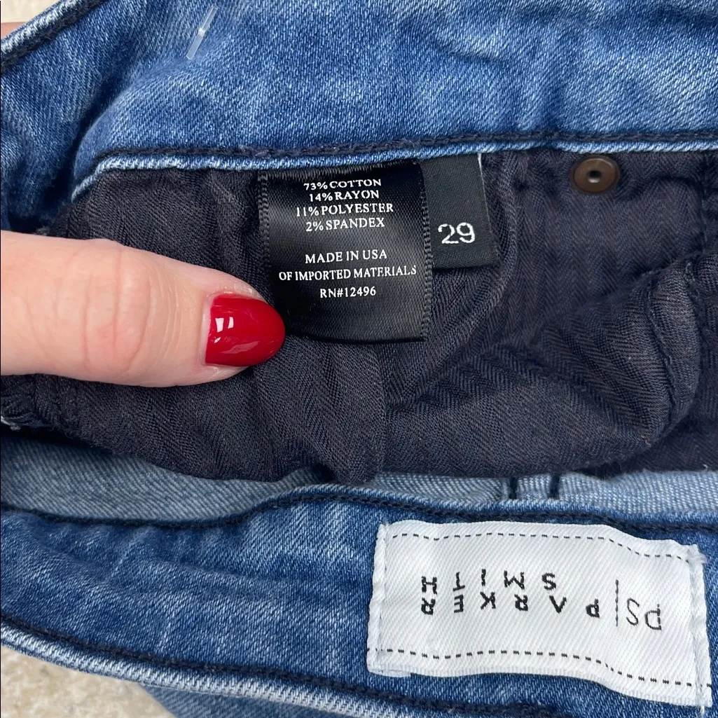 PARKER SMITH Blue Denim Jeans with Frayed Hem - Image 4