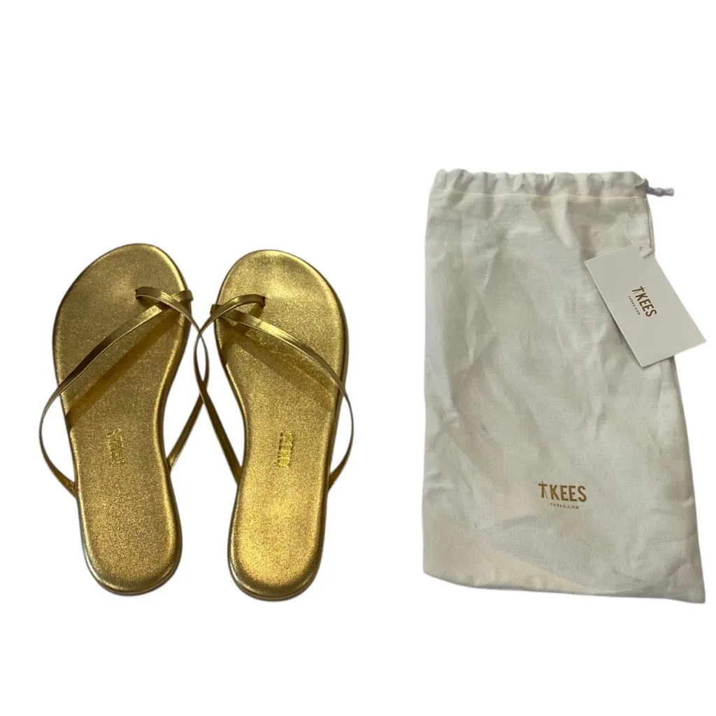 TKEES Riley Blink Sandals Metallic gold flip flops NEW Size 7 - Image 2