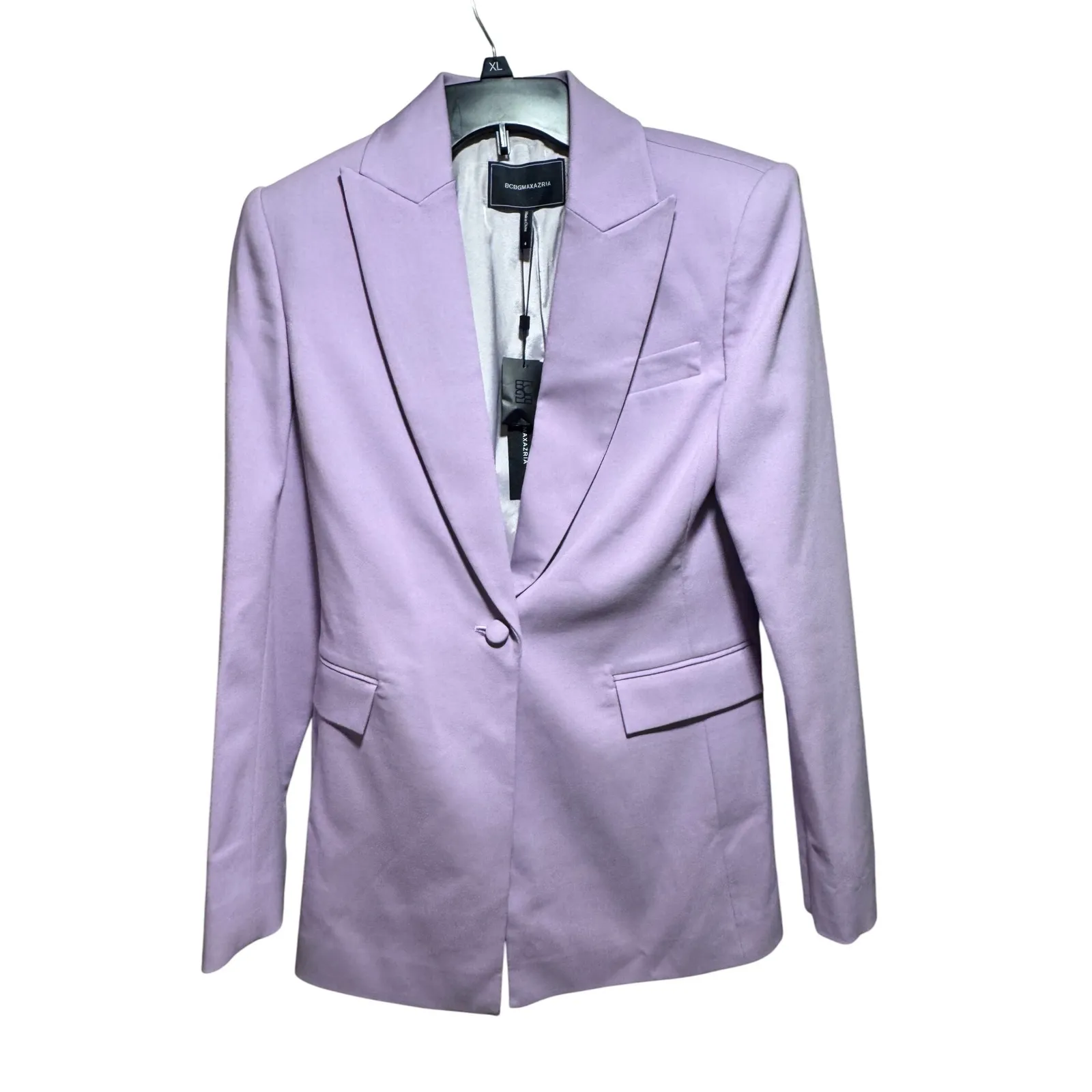 BCBGMAXAZRIA Women Lavender Single Button Blazer Jacket Size 4 - Image 3