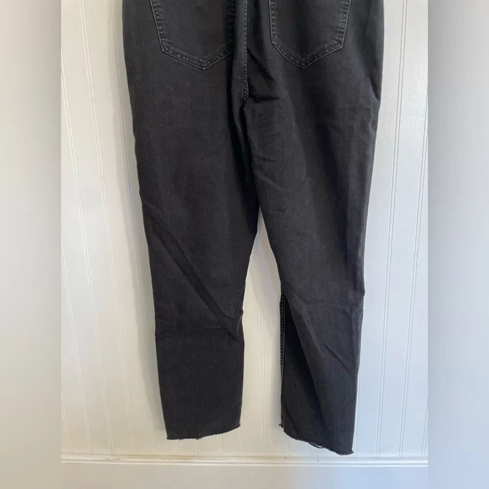 MADEWELL Skinny Overalls in Lunar Wash Black Denim Raw Hem Size L - Image 12
