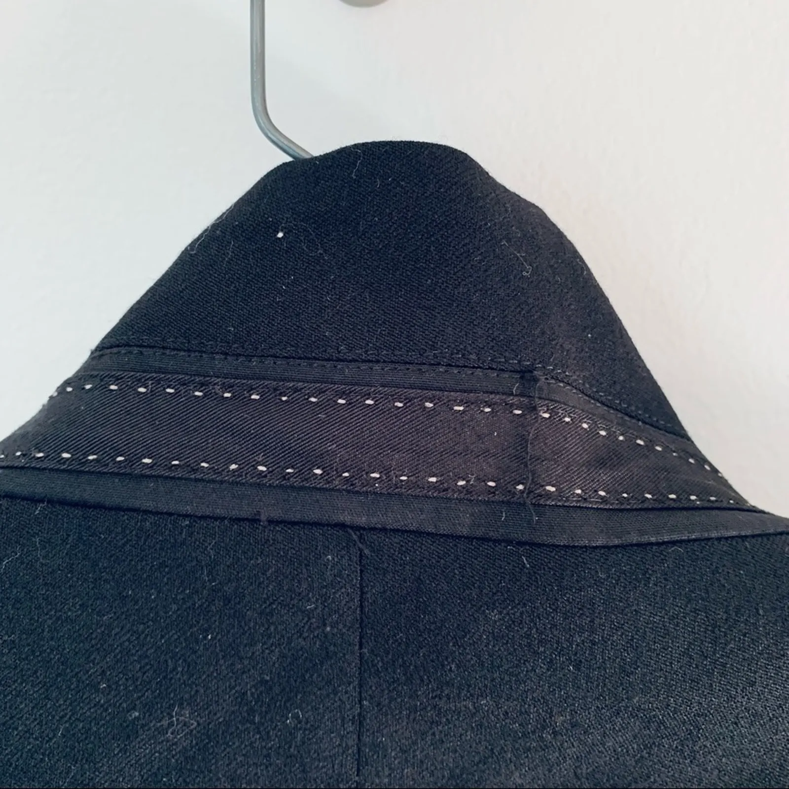 Zara Womens Black Studded Front 100% Wool Blazer Jacket Size XL - Image 5