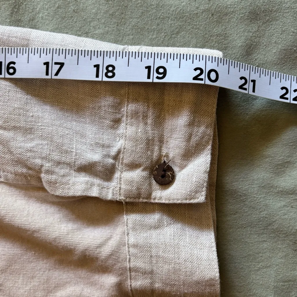 JM Collection Light Beige Button-Down Shirt 100% Linen 100% Cotton - Image 13