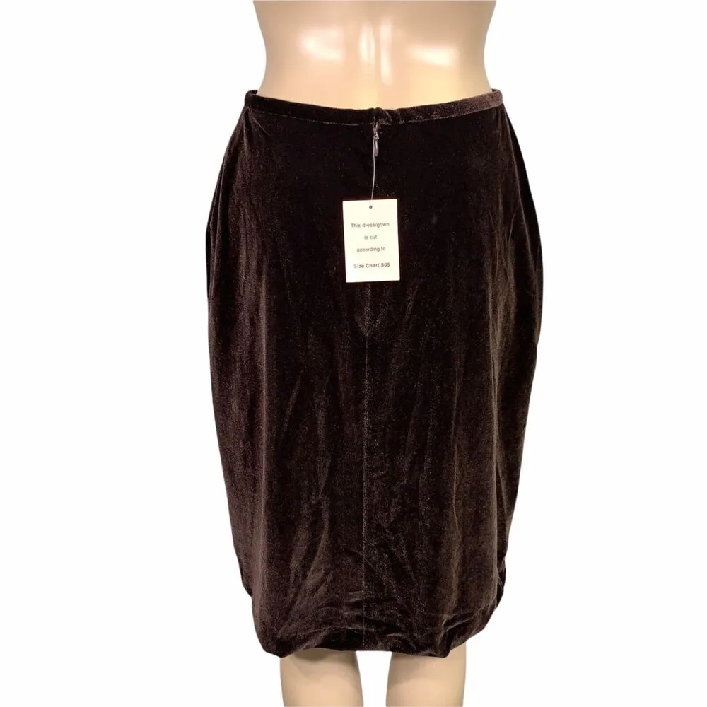 Eden Maids Womens Velvet Halter Top and Pencil Skirt Set Chocolate Brown 6 - Image 11