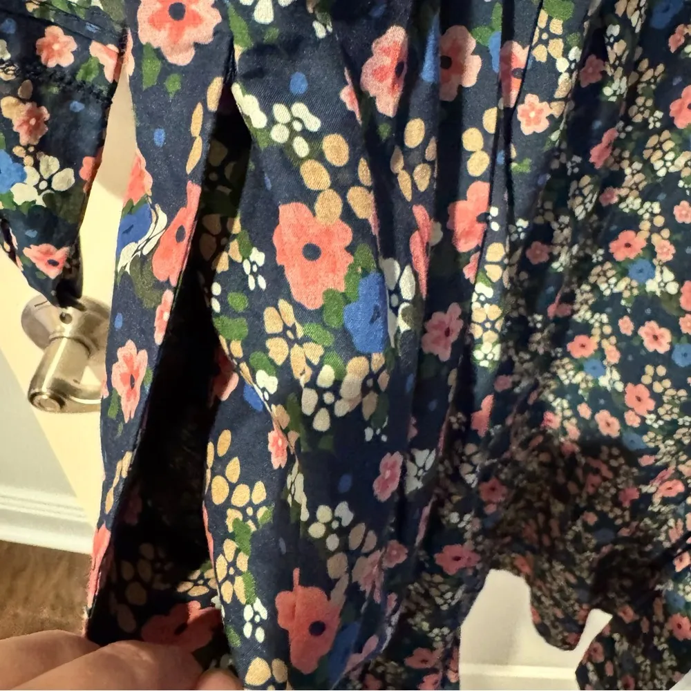 Trovata Birds of Paradis Yulia Floral Mini Long Sleeved Shirtdress | M Blue Size M - Image 8