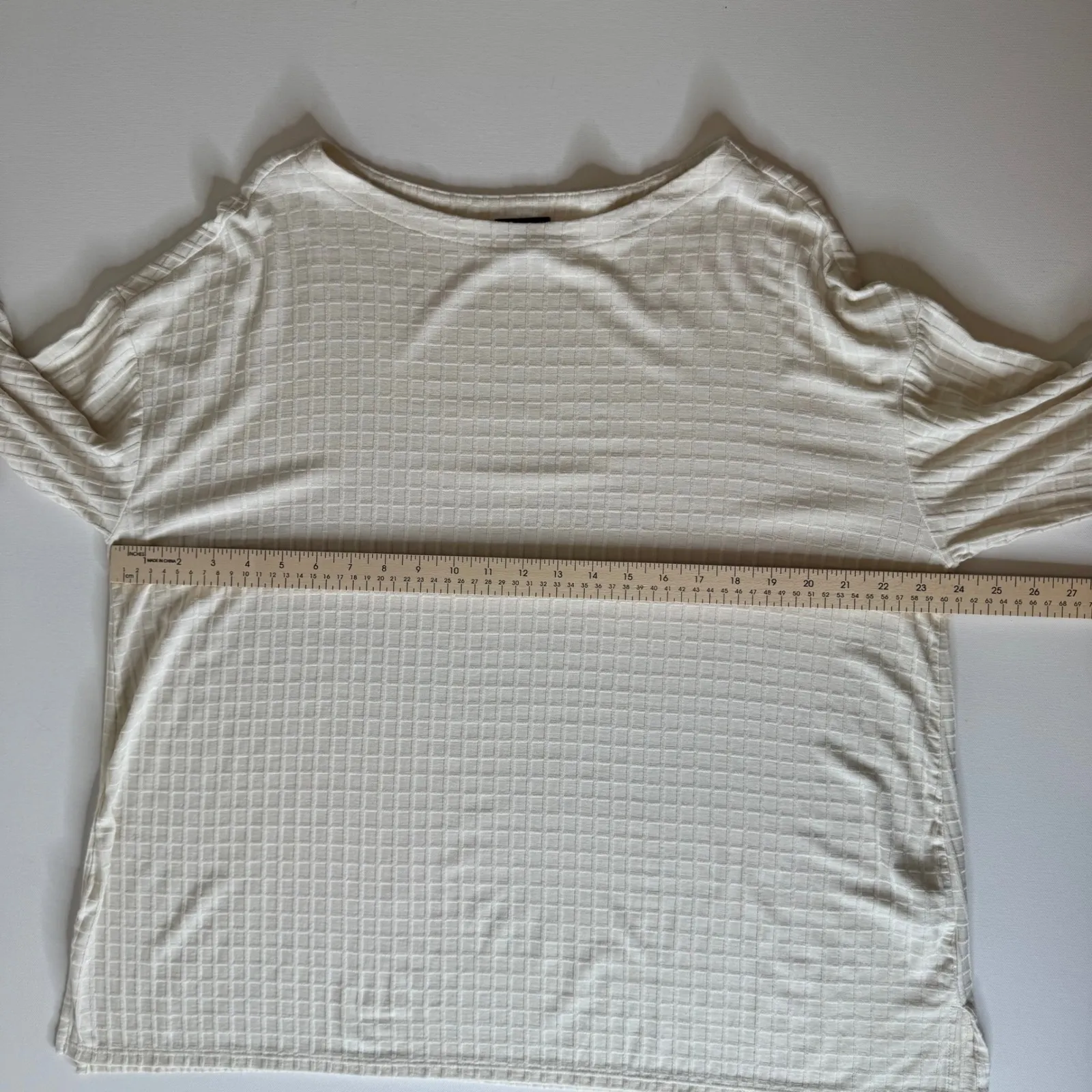 J Jill Wearever Collection Tunic Top Sz XL‎ Cream 3D Waffle Knit Long Sleeve White - Image 10