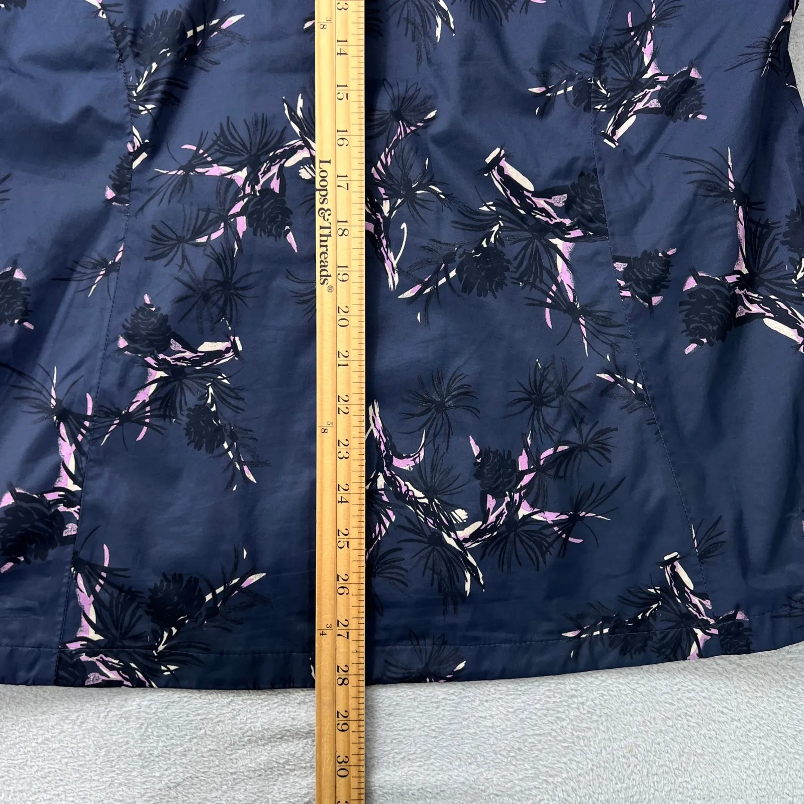 Columbia Women's Floral Print Rain Jacket Hooded Windbreaker Navy Blue Large‎ - Image 10