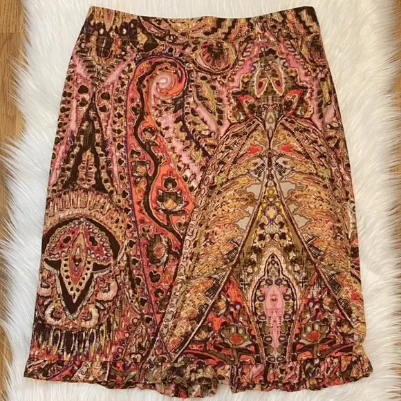 Sunny Leigh Pencil Skirt with Ruffle Hem Abstract Geo Print Multicolored Size 4 - Image 1