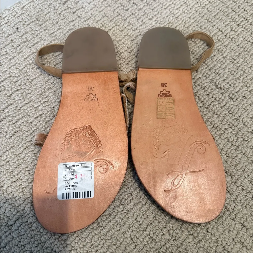 FREE PEOPLE Isle of Capri‎ in Leather and Velvet Straps size 38 - Image 5