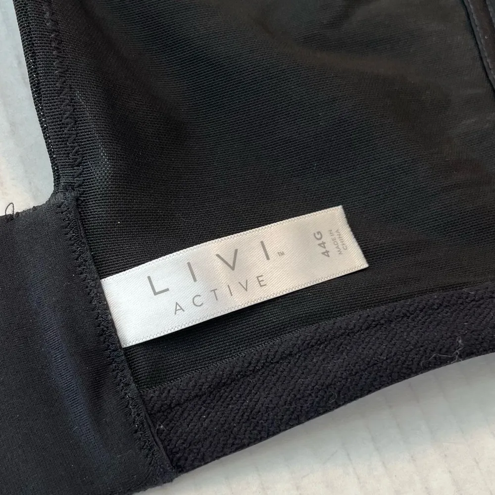 LIVI Active Sports Bra Black & Grey Molded No Wire Bra Sz 44G GUC Workout Wear - Image 12