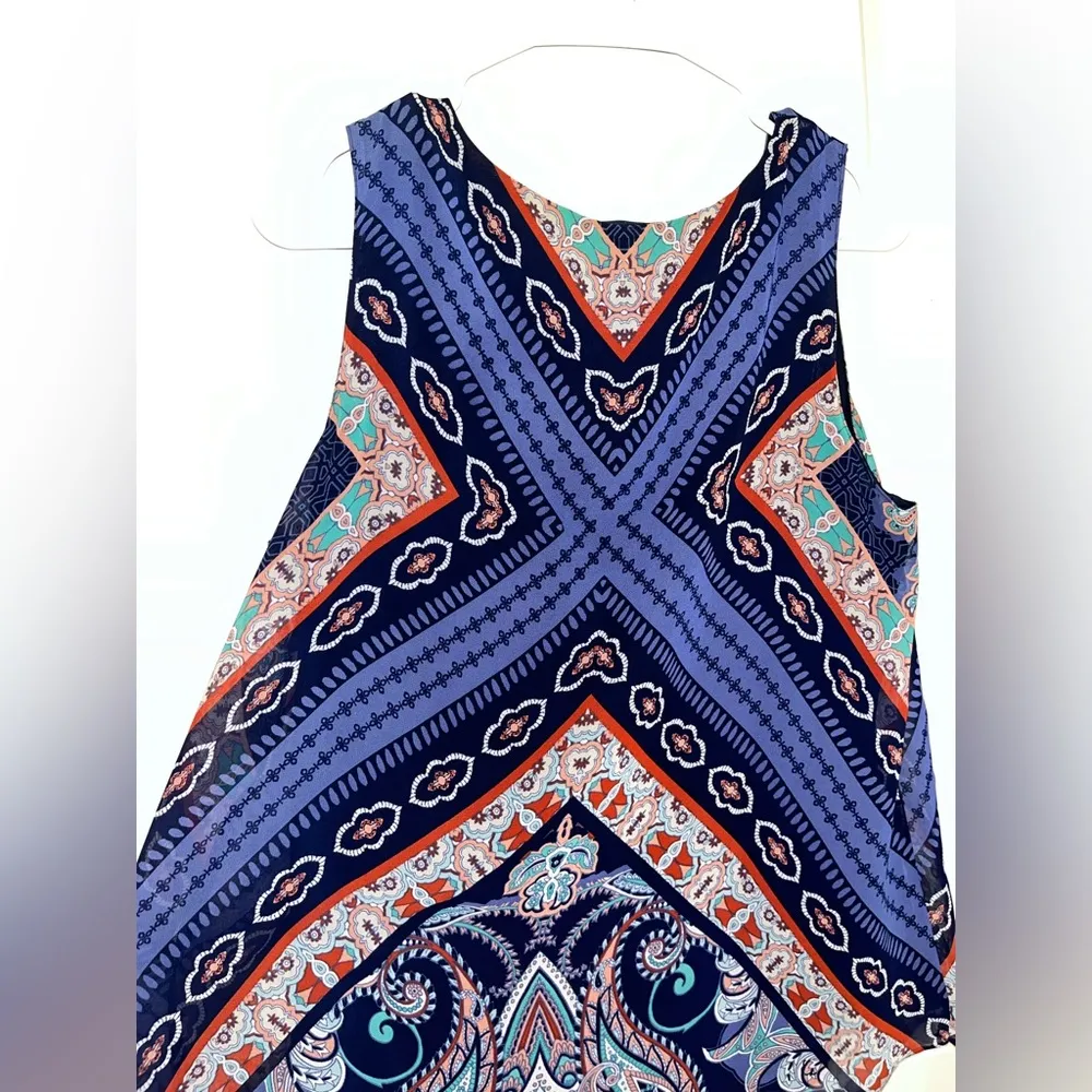 JM Collection Boho Flowy Flare Aztec Designed Tunic SleevelessSize Petite Large - Image 9