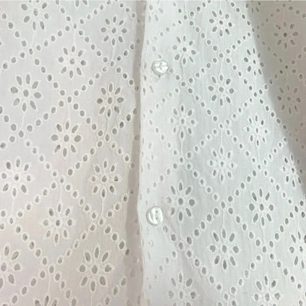 NWT Batsheva Cotton Eyelet Lace Broderie Anglaise Bow Detail Blouse White Size 6 - Image 11