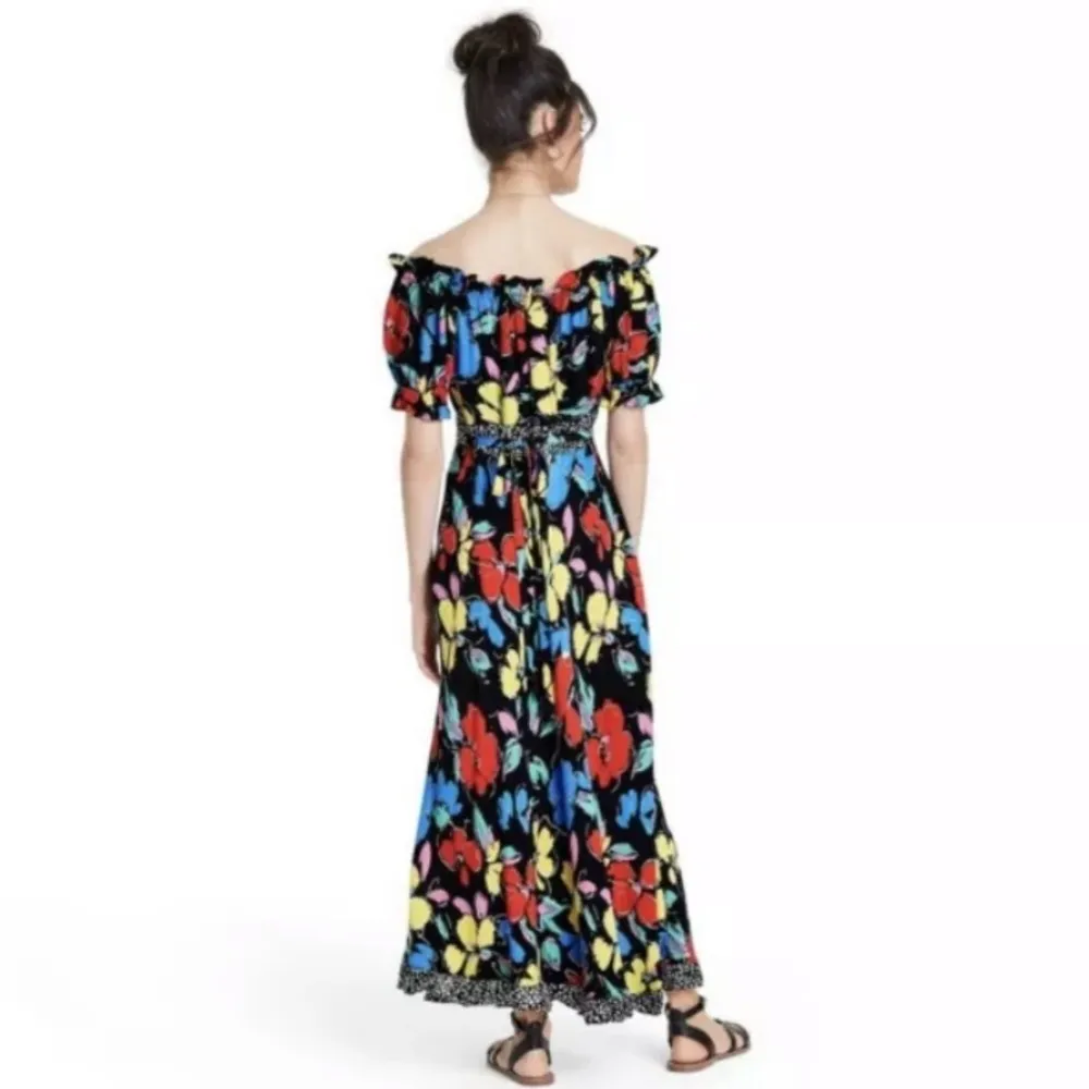 Rixo For Target Dress Size 0 Off The Shoulder Puff Sleeve Maxi Floral Print NWT - Image 3