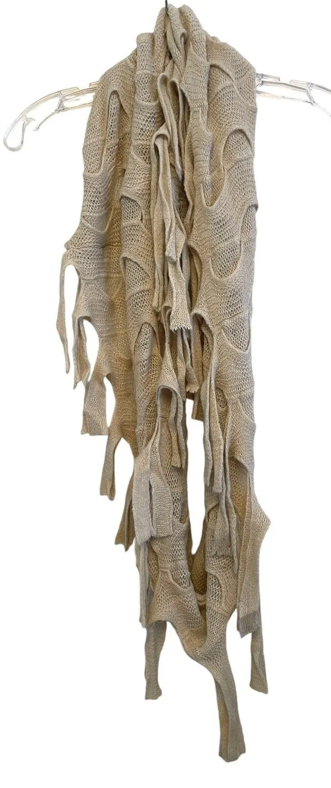 Shihreen Fringe Braided Infinity Knit Scarf Cream Boho Y2K Cyberpunk Funky Arty - Image 1