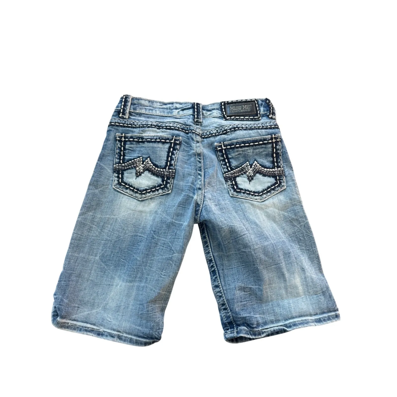 Miss Me Denim Boyfriend Bermuda Shorts Size 27  Distressed Embellished Pockets - Image 2