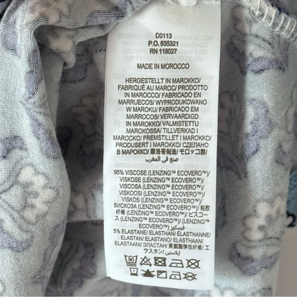 Boden Womens Floral Flutter Sleeve Jersey Dress 8R Dusty Blue Pockets Knee - Image 12