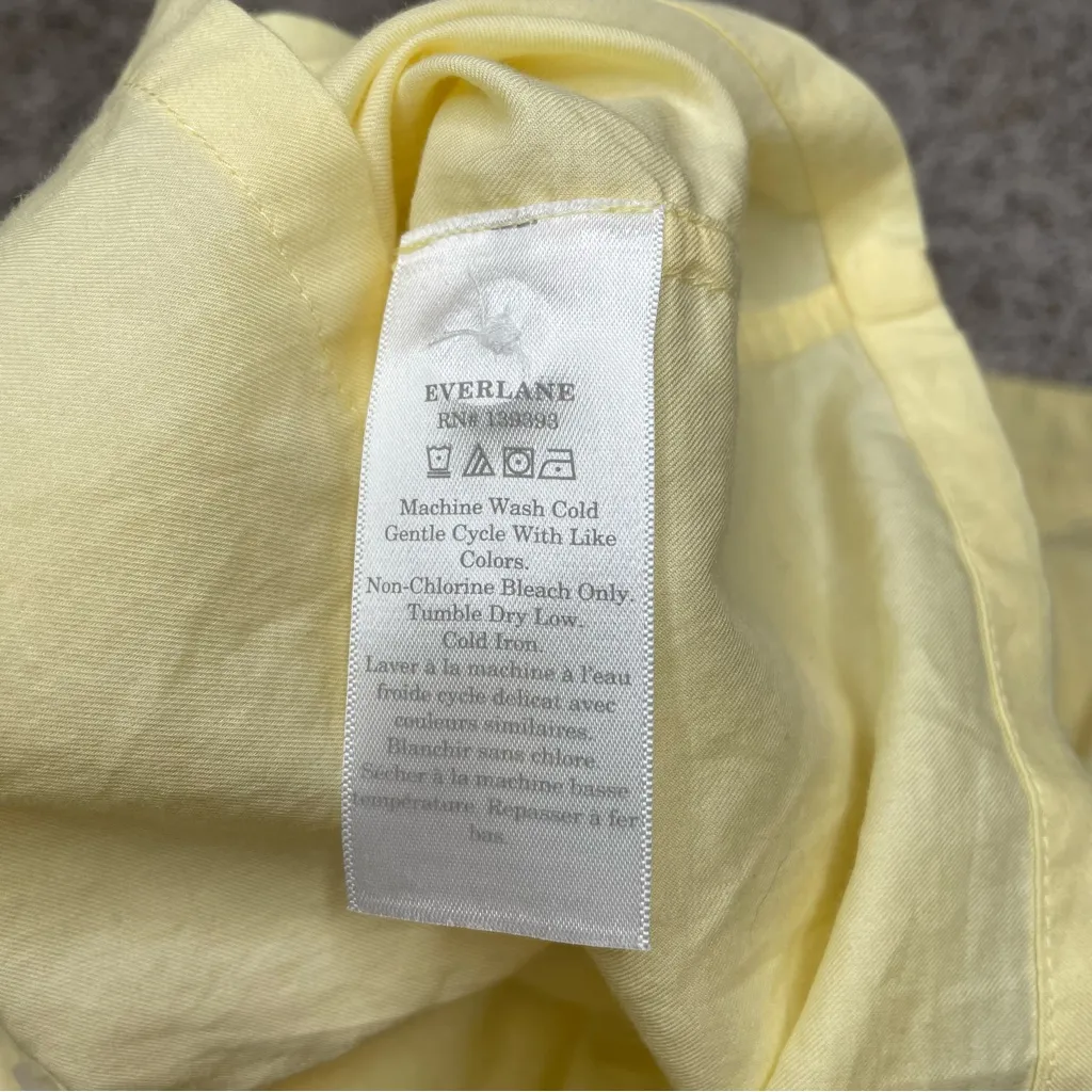Everlane The Way Short Shirt Silky Cotton Button Up Long Sleeve Yellow Small S - Image 7