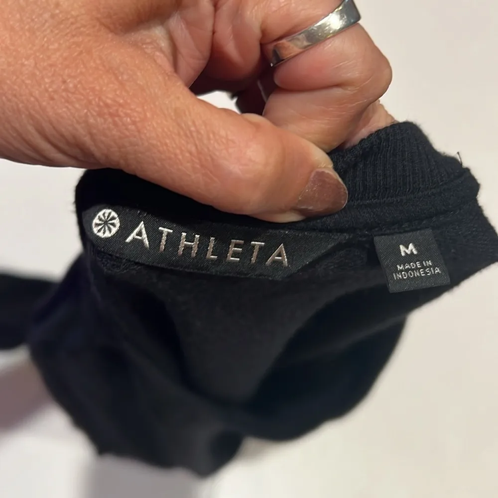 Athleta Nirvana Twist Front Sweatshirt Womens size M Black Lightweight Stretch - Image 11