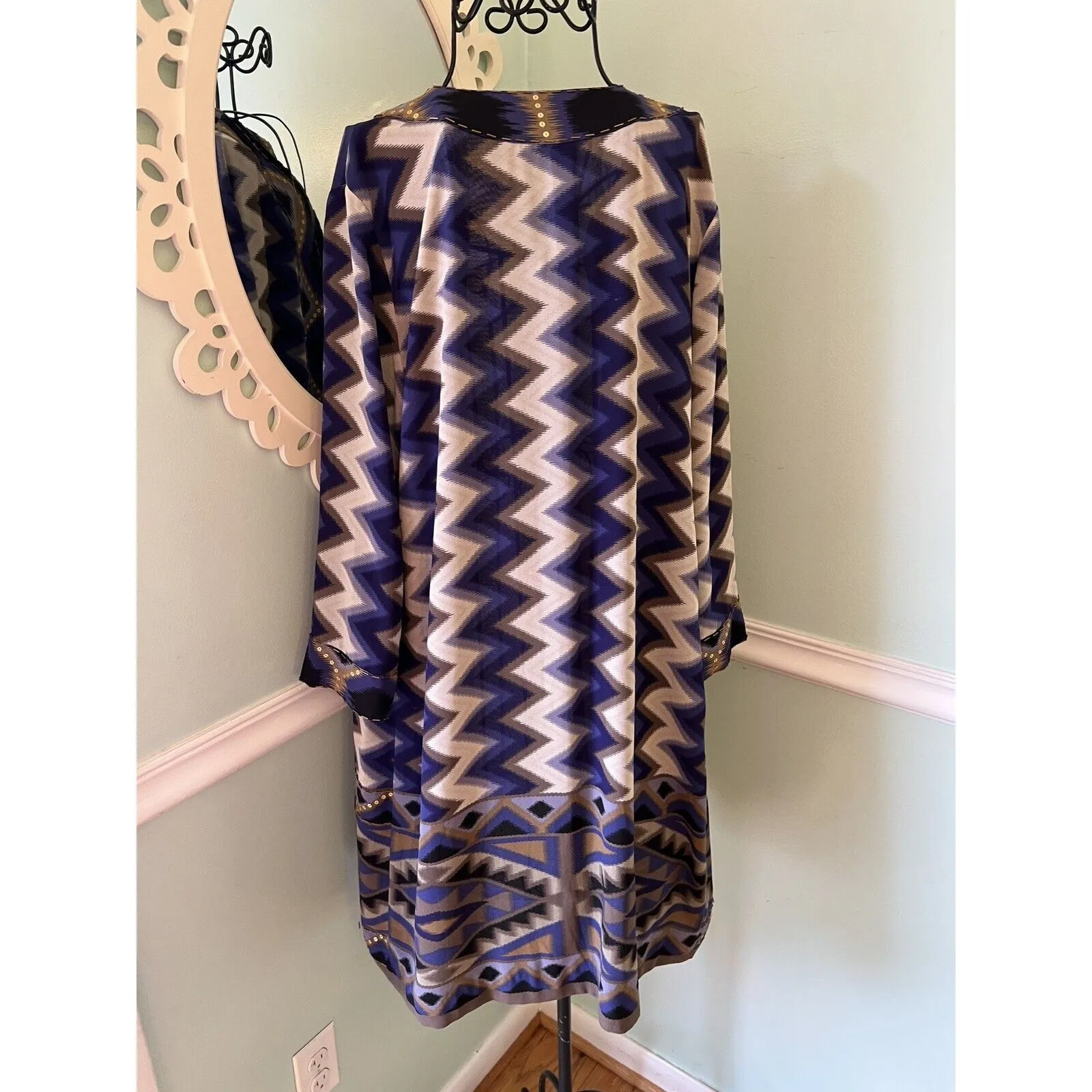 CHICOS OPEN poncho Chevron top DUSTER chiffon lined layer Chico 1 S M $104 - Image 2