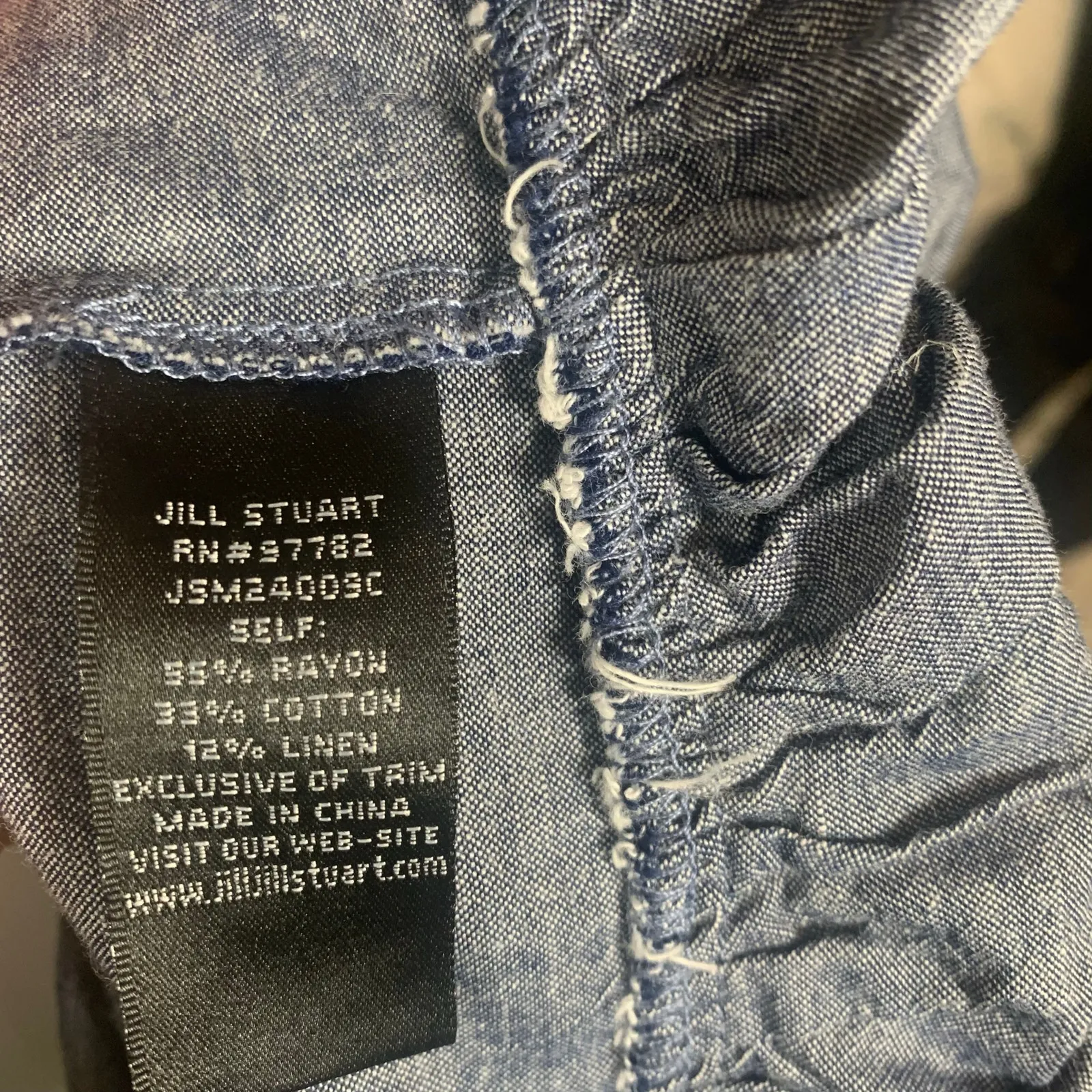 Jill Stuart Ruffled Denim Dress Size M Blue Linen Blend Flirty - Image 5