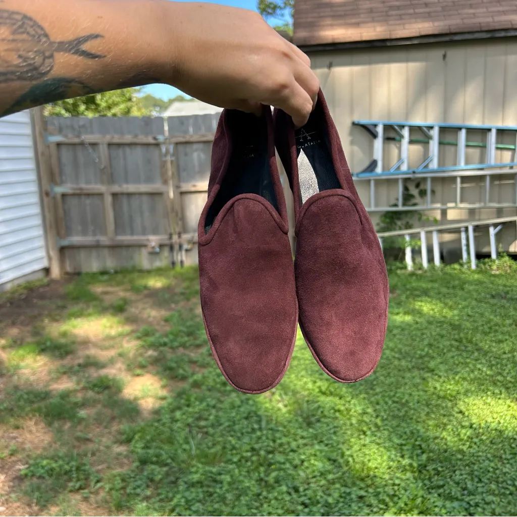 Aquatalia Size 8.5 Suede Made In‎ Italy Ballet Flat Loafers burgundy - Image 7