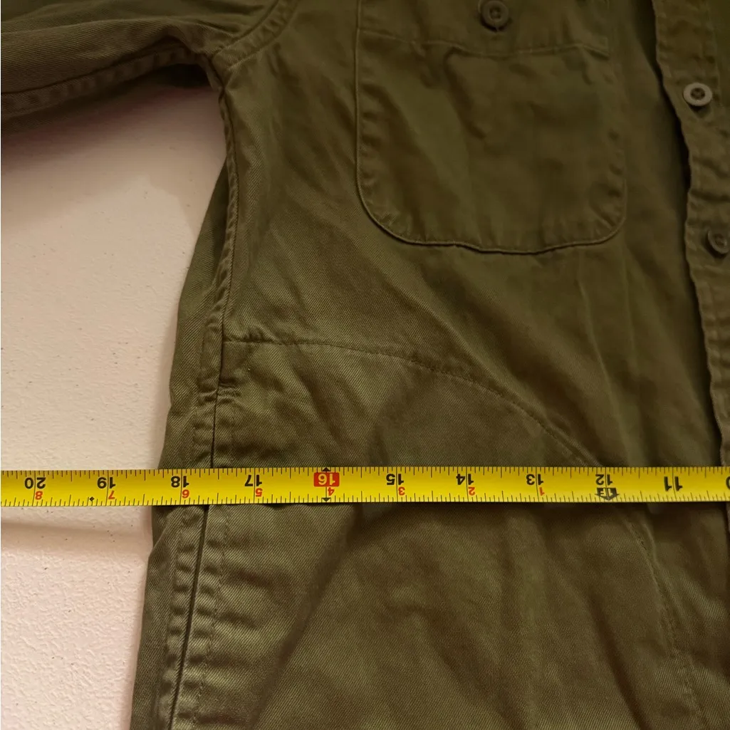 American Eagle Unisex Button Front Drawstring Hooded Military Olive Green Jacket - Image 6