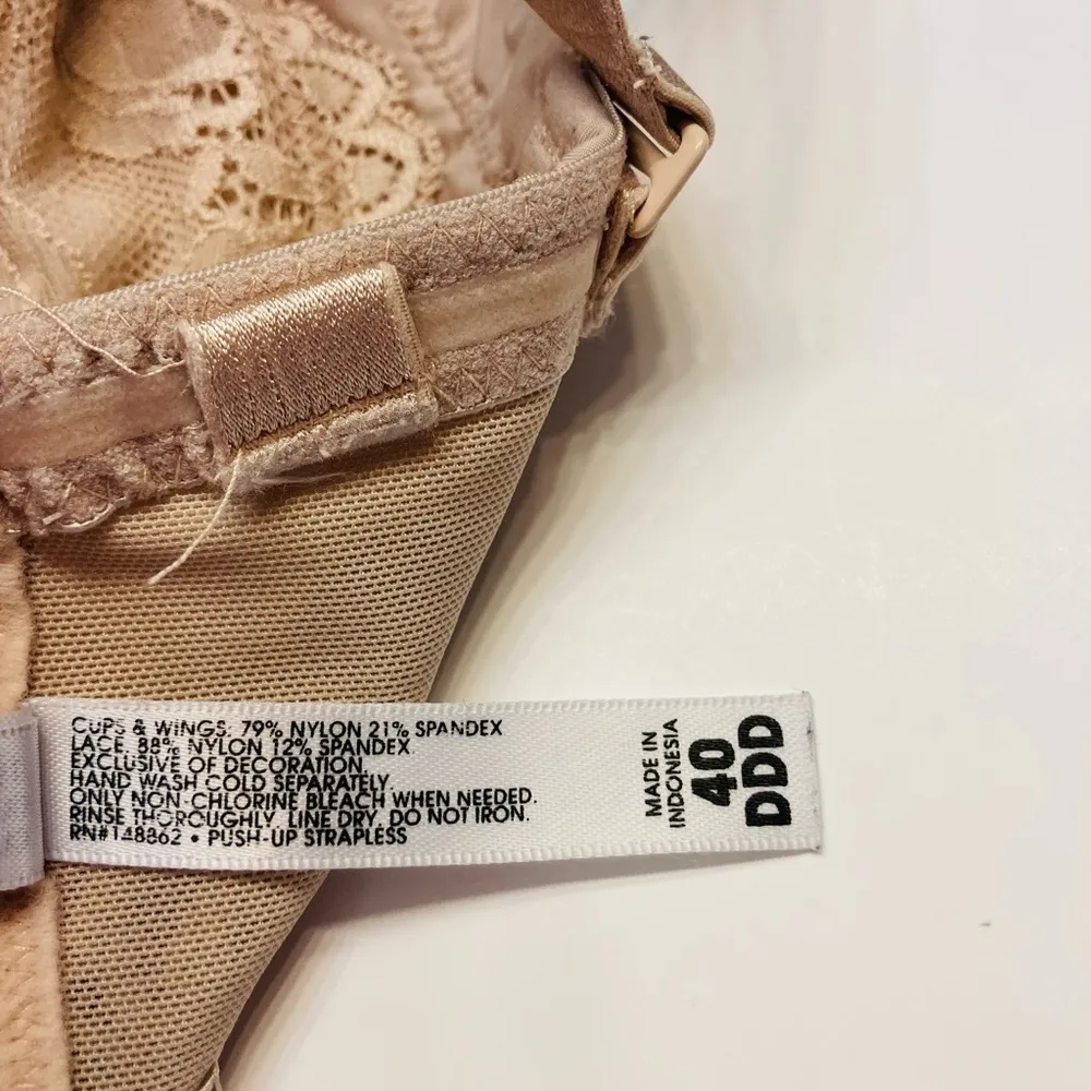 Torrid Bombshell Everyday Strapless Convertible Push Up Bra Plus Size 40DDD Nude - Image 10