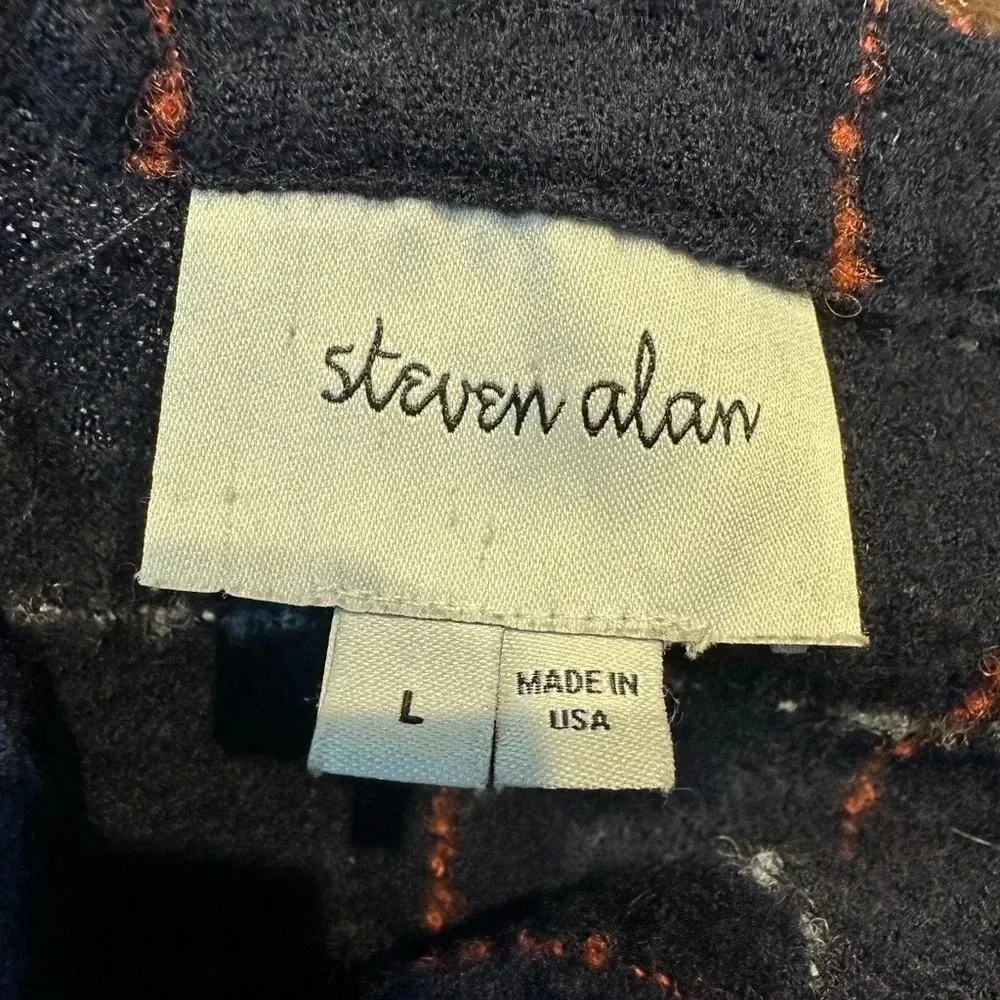 Steve Alan Wool Navy Plaid Oversized Tunic Blouse Dress Button Down Size Large - Image 5