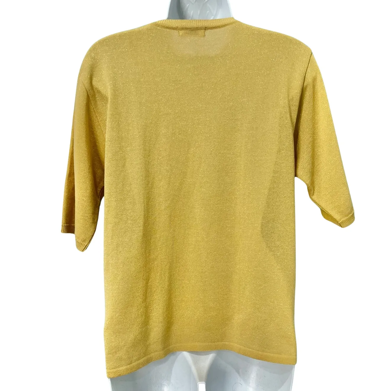 Vintage 90s Sunflower Embellished Yellow Shimmer Baby Tee Short Sleeve sz M / L Size M - Image 8