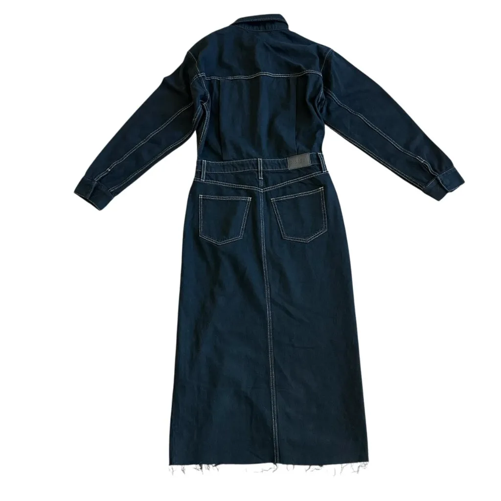 Pistola Amira Denim Midi Dress Vioght Black High Slit Long Sleeve Size Small NWT - Image 7