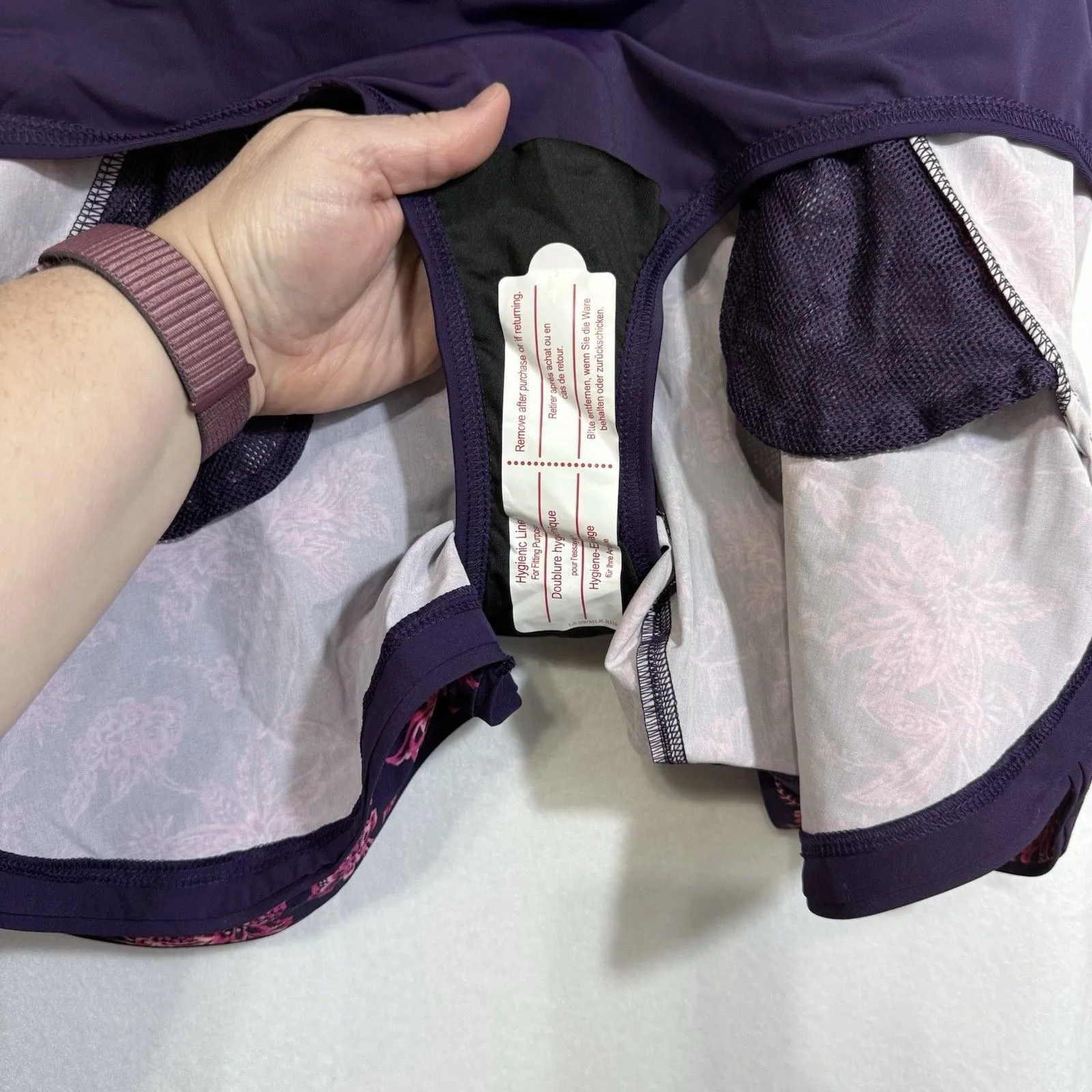 Lands End Quick Dry Purple Floral 5" Swim Shorts Women's 16 Liner Pockets Beach - Image 7