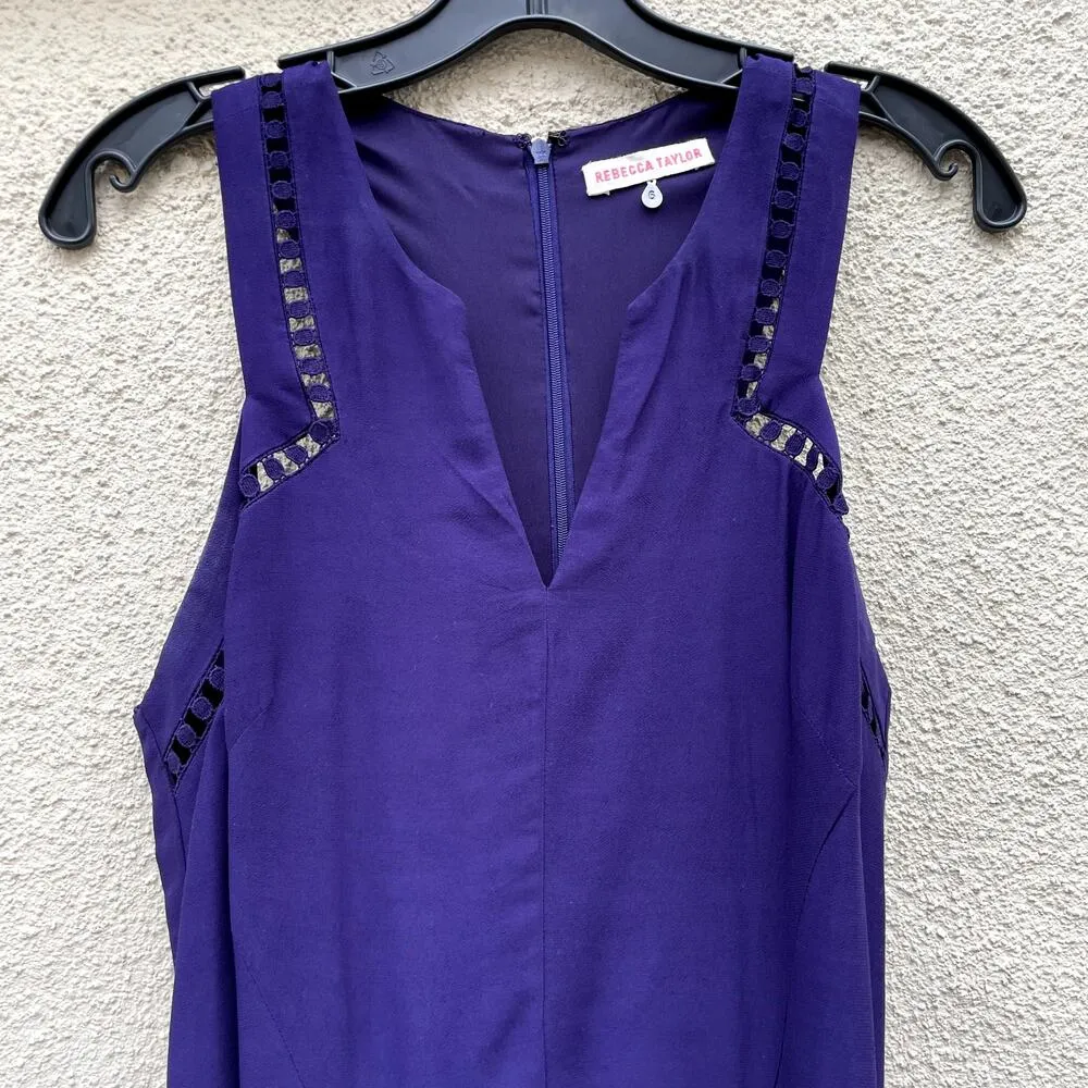 Rebecca Taylor Purple Sleeveless Dress 6 Crochet - Image 2