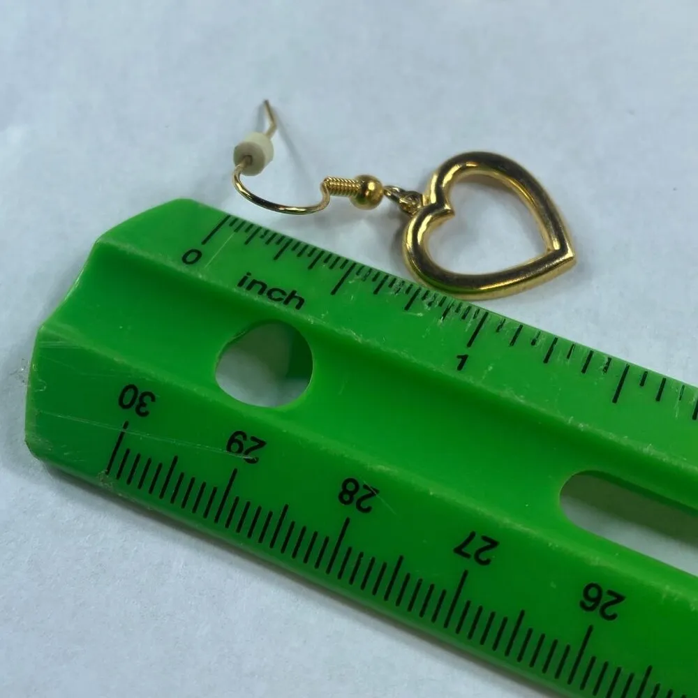 Heart Shape Dangle Earrings Pierced Hooks Womens Jewelry Light Weight Gold Color - Image 6