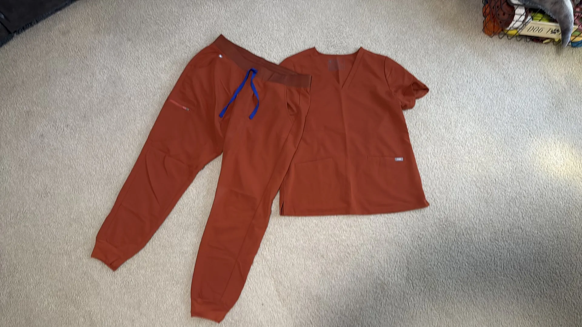 Large auburn Zamora FIGS Jogger Scrub Pants + Medium Casma figs scrub top - Image 2