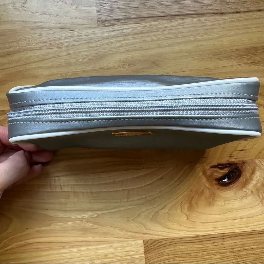 CHRISTIAN DIOR Parfums Perfume Cosmetic Makeup Bag Small Silver Gold Tone - Image 4