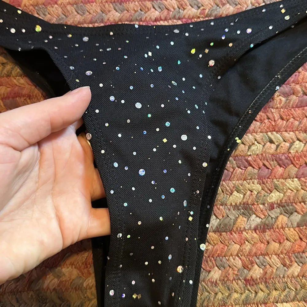 BLACK SEXY CHEEKY SPARKLY SWIM BOTTOMS - Image 2