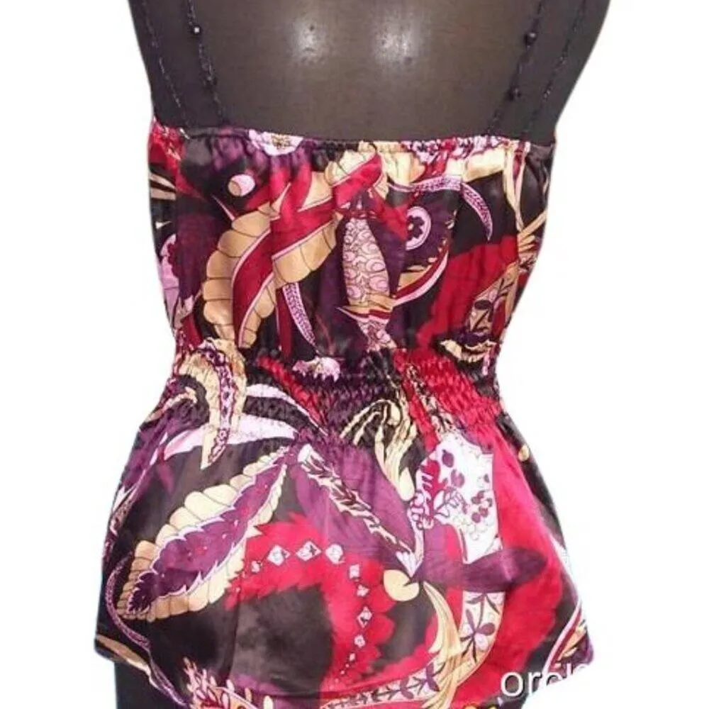 Cache Silk Crochet Bead Straps Chest and Back Top Gather Waist New NWT $118 - Image 6